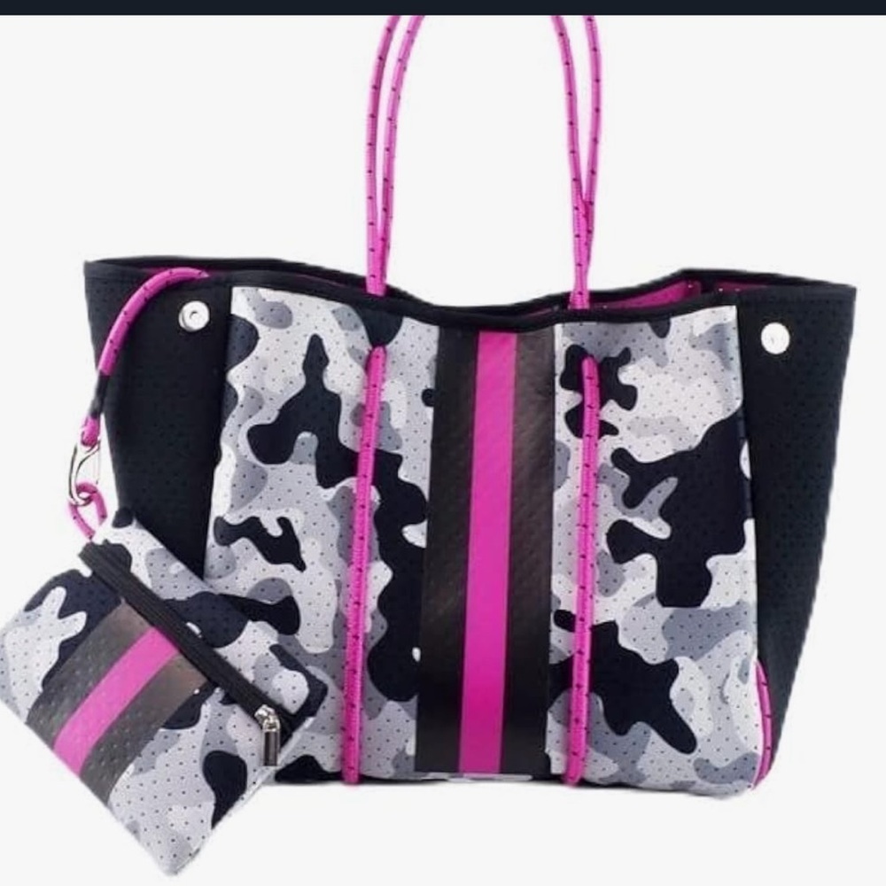 Neoprene Water Proof Fabric. Large Tote to fit anything. Gym, Beach, diaper bag.